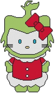 CROSS STITCH+ CRAFT PATTERN Hello Kitty Grinch Costume Green Mean One Christmas - Picture 1 of 18