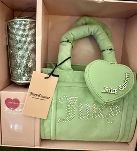 Juicy Couture Mini Tote & Barrel Coin Heart Purse Set -Sage Green (NEW) - Picture 1 of 11