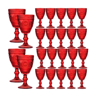 Juego de 24 copas de vino tinto vintage, copas de agua de vidrio de colores de 10 onzas, U... Foto 1 de 4