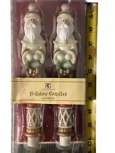 Santa Christmas Candlesticks Taper Figural With Star Holders Box Set of 2 Rare - Picture 1 of 20