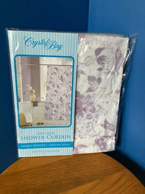 Crystal Bay Shower Curtain Purple Floral Vinyl 70x72 NEW Anti-Bacterial Bathroom - Image 1 of 4