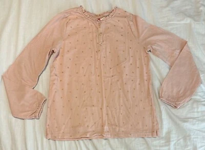 Mini Boden Shirt Girls Long Sleeve Pink with Gold Stars Top EUC Size 11-12 - Image 1 of 3