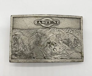 Hebilla de cinturón vintage 1973 Bergamot Brass Works EE. UU. Aspen Colorado estaño - Imagen 1 de 3