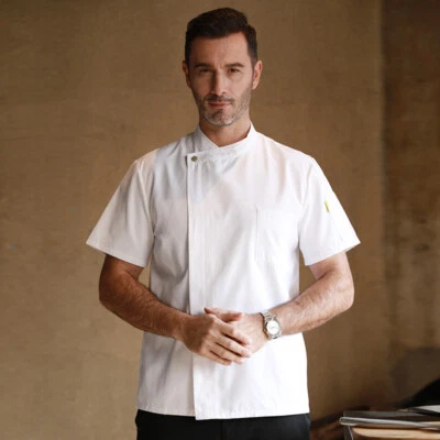 Mens Chef Uniform Kitchen Jacket Coat Short Long Sleeve Cooking Restaurant Tops - Image 1 of 4