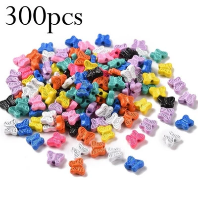 300pcs Spray Painted Metal Alloy Butterfly Beads, 6.5mm x 5mm Multicoloured - Image 1 of 4