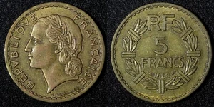 FRANCE 1946 C 5 Francs Castelsarrasin Mint SCARCE KM# 888a.3 (27 964) - Picture 1 of 3