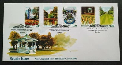 1996 New Zealand Scenic Gardens Parks 5v Stamps FDC - Image 1 of 2