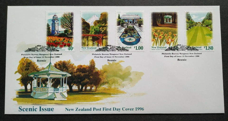 1996 New Zealand Scenic Gardens Parks 5v Stamps FDC - Image 1 of 2