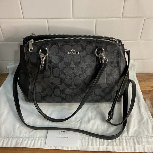 Coach F58291 Borsa a tracolla firmata Christie nera e grigia