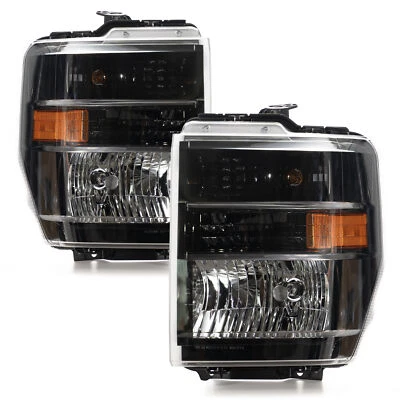 Upgrade Headlights 2008-2018 Ford E-150 250 350 Black Halogen Pair Conversion - Image 1 of 4