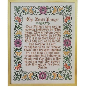 THE LORD'S PRAYER Sampler Vintage Stamped Cross Stitch Kit Flowers Cottage Core - Picture 1 of 8