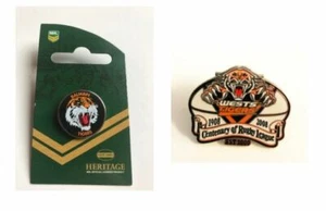 SET OF 2 BALMAIN TIGERS NRL TEAM HERITAGE LOGO PIN & WESTS TIGERS CENTENARY PIN - Picture 1 of 1