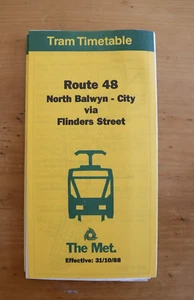 Melbourne tram timetable for route 48 North Balwyn - City dated 31.10.1988 - Picture 1 of 1