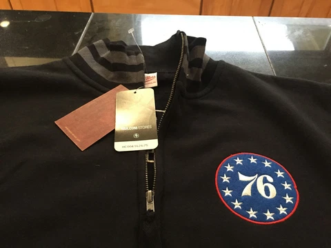 MENS PHILADELPHIA 76ERS SIXERS MITCHELL & NESS HWC FULL ZIP SWEATER M MEDIUM NWT Cover