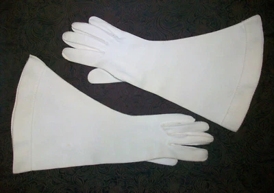 Guantes de algodón vintage LILLY DACHE blanco cremoso de diseñador guantelete talla 6 Foto 1 de 3