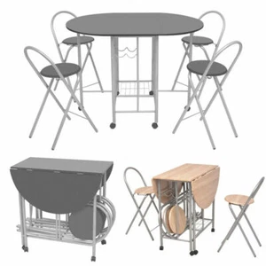 Folding Drop leaf Butterfly Dining Set with Table 4 Chairs Kitchen itzcominghome - Picture 1 of 15