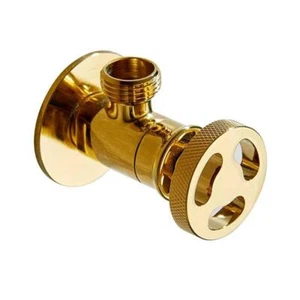Gold Wall Mounted Angled Isolation Valve Round 1/2 - Picture 1 of 3