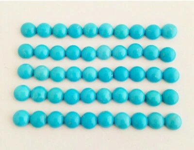 10 Round Shaped Natural Arizona Turquoise Cabochons 5mm - Image 1 of 4