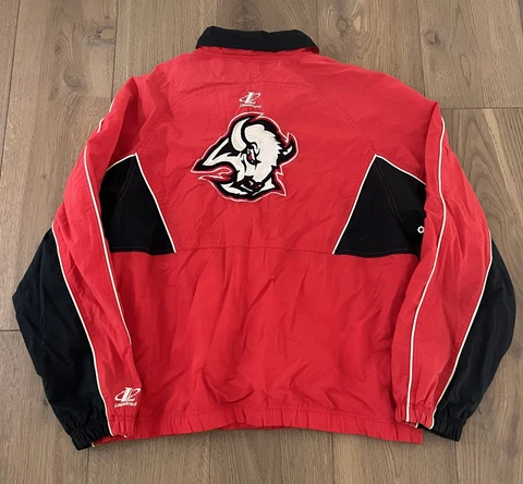 Vtg Buffalo Sabres Goat Head Logo Athletic Windbreaker Jacket Sz M Cover