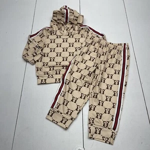 Shein Brown All Over Printed Outfit Set Youth Kids Size 90 New - Picture 1 of 8
