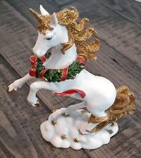 Noel Seasons Greetings Unicorn Figurine Rare with Gold Glitter Embellishments