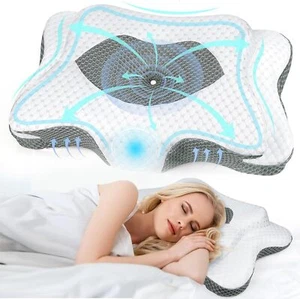Almohada Cervical para Alivio del Dolor de Cuello, Soporte Ortopédico Ergonómico para Cuello, Gris - Imagen 1 de 8