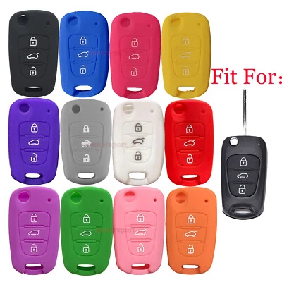 Capa chaveiro silicone inteligente controle remoto flip 3 botões para Hyundai I20 I30 IX35 - Imagem 1 de 3