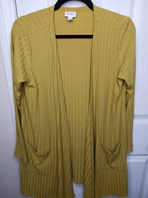 LuLaRoe Duster Cardigan Size Medium Yellow Open Front w/ Pockets Relaxed Soft  - Image 1 of 4