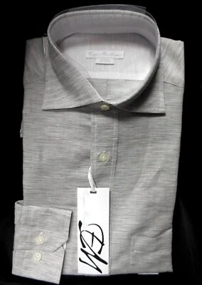 Camisa Para Hombre Enzo Mantovani L Gris Manga Larga Grande 70% Lino 30% Algodón Foto 1 de 2