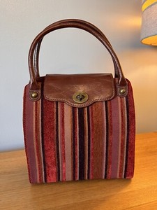 Edina Ronay London Brown Striped Leather Bag Handbag