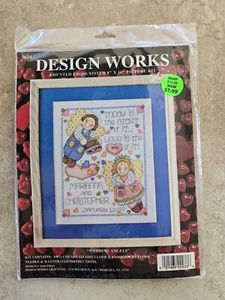 VTG Design Works WEDDING ANGELS Cross Stitch Kit Joan Elliot Cute Keepsake - Picture 1 of 3