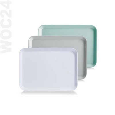 24 x 18 Kunststoff Melamin Serviertablett Kaffee Tablett Tablet Grau Aqua Weiß - Bild 1 von 4