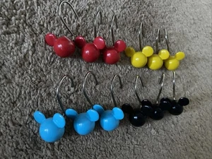 12er Set Disney Mickey Mouse Duschvorhang Haken rot gelb blau schwarz gebraucht - Bild 1 von 5