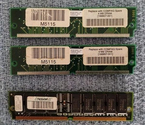 Vintage 72 Pin RAM Compaq PN. 129041-002 (8MB FPM) & 172707-002 (x2) (4mb EDO) - Picture 1 of 3