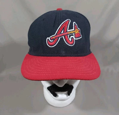 Atlanta Braves Hat Fitted Size 7 1/8 Blue Red New Era 59fifty On Field Cap - Image 1 of 4