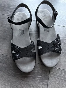 Women's SAS Duo Sandal Black Leather Suede Size 9 N - Picture 1 of 11