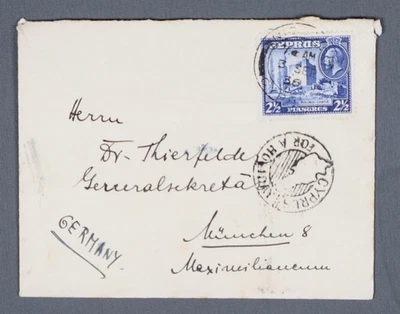 MayfairStamps Cyprus 1936 to Munchen Germany Polossi Castle Cover aau_85517 - Image 1 of 2