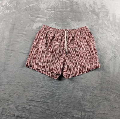 Ermenegildo Zegna Shorts Men Large Red White Zigzag Swim Trunks Lined Italy Made - Image 1 of 4