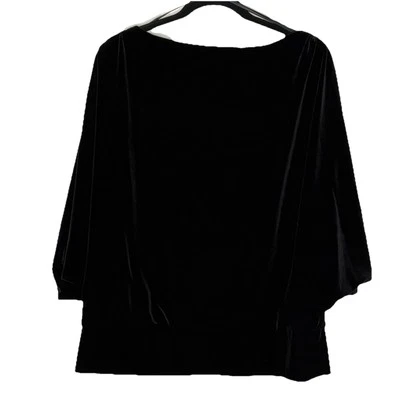 Blusa Xscape By Joanna Chen Terciopelo Negra Mangas Ala de Murciélago Estrás Talla 18 Foto 1 de 4
