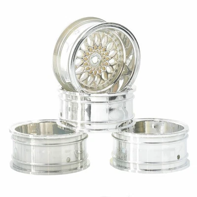 4PCS RC Plating Silver Wheel Offset 9mm For HPI Racing 1/10 On-Road Drift Car - Image 1 of 4