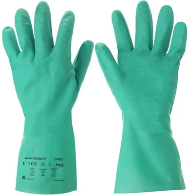 Ansell Chemikalienhandschuhe AlphaTec Sol-Vex 37-675 Größe 10 grün 12 Paar