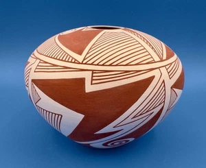 Seltener dünnwandiger ACOMA Pueblo Keramik Samen Topf - C. Sanchez - 5,75" breit - Bild 1 von 6
