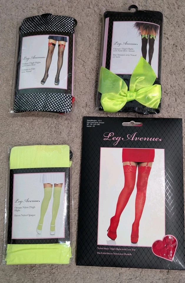 Lote Leg Avenue hasta los muslos verde negro rojo mancha lazo encaje top 90-164 lb red Foto 1 de 4