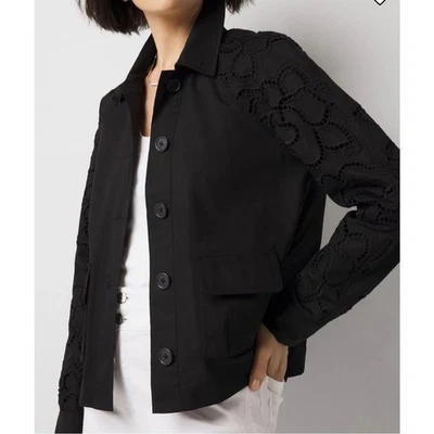 Chaqueta de Carga Bordada Casa Blanca Mercado Negro Mangas con Ojales Negra Talla 14 Foto 1 de 4