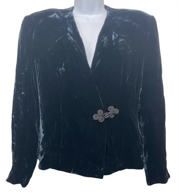 Chaqueta de Colección JH Coleccionables para Mujer 10 Negro Terciopelo Rana Botón Hecha en EE. UU. ILGWU Foto 1 de 4