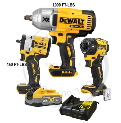 DEWALT Hydraulic Impact Driver & 3/8 & 1/2 in. Impact Wrench 20 V W/Batt & Chgr - Image 1 of 4