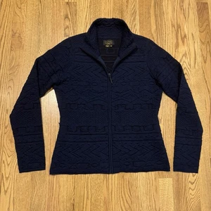 Icelandic Design Merino Wool Blend Sweater Women’s Medium Blue Full Zip Pockets - Picture 1 of 9