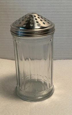 Chicago Ribbed Glass Parmesan Or Sugar Shaker With Chrome Metal Lid 5-1/2” - Image 1 of 4