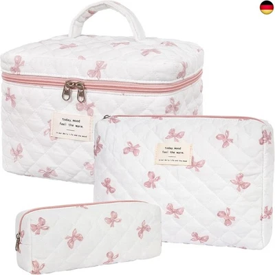 HONITTY Kosmetiktasche, Gesteppte Kosmetiktasche für Frauen,Damen Blumen-Schminktasche,
