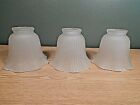 SET OF 3 ORIGINAL EARLY 20TH CENTURY TEXTURED GLASS PAN LIGHT SHADES